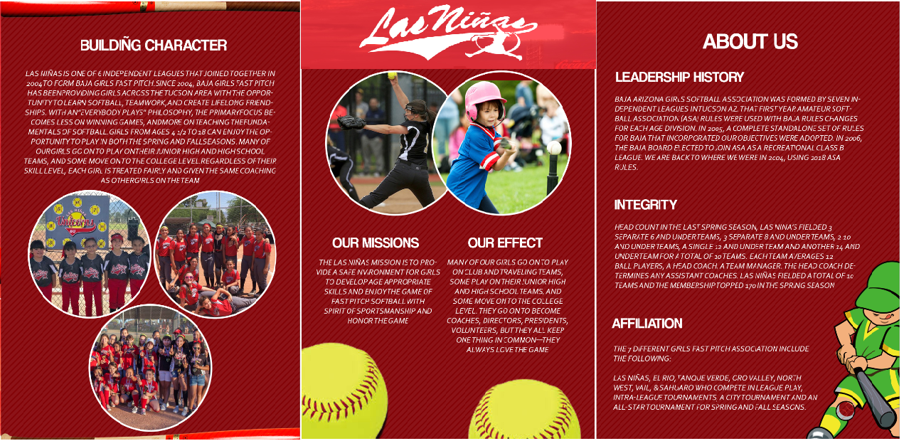 Las Ninas Fastpitch - Building Character, About Us, Leadership History, Mission, Effect, Integrity, and Affiliation
